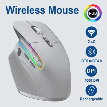 JOMAA 2.4 G Безжична Bluetooth мишка Акумулаторна светодиодна RGB детска мишка за Компютър геймър Office 4000 dpi