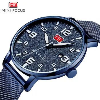 MINI FOCUS Men ' s Quartz Watch Mesh Strap Ultra Thin Design Calendar Wristwatch Мъжки кварцов часовник