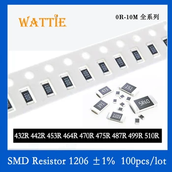 SMD резистор 1206 1% 432R 442R 453R 464R 470R 475R 487R 499R 510R 100 бр./лот микросхемные резистори 1/4 W 3,2 мм * 1,6 мм