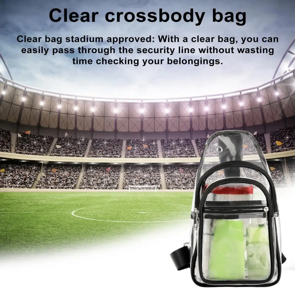 Многофункционална спортна чанта през рамо, Ключове, червило, Слънчеви очила, Държач за съхранение, Прозрачна чанта през рамо с пагон