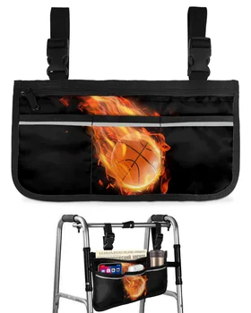 Баскетболно чанта за инвалидна количка Flame, с джобове Светлоотразителни ленти Подлакътници на Страничните чанти Пешеходната рамка за електрически скутер Чанта за съхранение