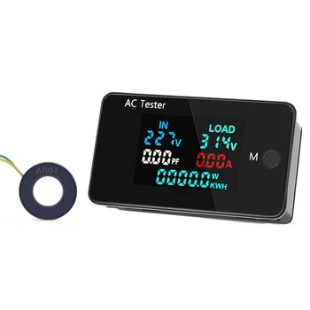 Дигитален Тестер за променлив Ток с двойно напрежение 0-500 В, Волтметър 0-100 А, Амперметър, Измерване на електрическа мощност, Инструмент за контрол на потреблението на Електротехник