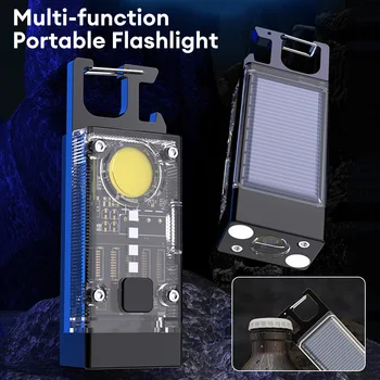 Мини многофункционален портативен COB led фенерче, ключодържател, USB Акумулаторни работни осветление, лампа за риболов на открито, Къмпинг