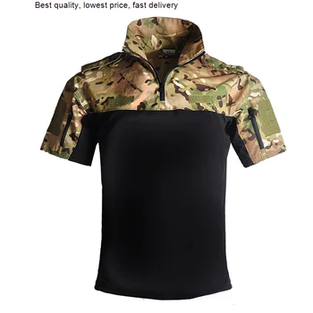 Мъжка лятна градинска тактическа армията риза за бойни спортове, бързосъхнеща облекло за лов, Къмпинг, разходки, Камуфляжная тениска с мультикамерой