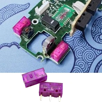 Прахоустойчив лилаво микропереключатель на мишката, 3-пинов златен контактор 150 М, 150 милиона натискания