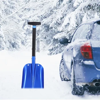 Телескопичен, лопата за сняг, богат на функции Преносим лопата за сняг от алуминиева сплав, за да проверите за зимно Бивакуване на открито, Противообледенительная лопата за сняг