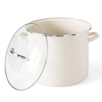 Эмалированная стоманена тенджера за супа с капак по 12 литра Здрава стоманена тенджера С множество функции, лесен за почистване